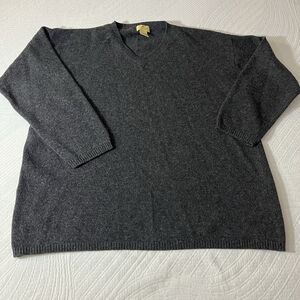 Vintage Sweater Limited America Mens XL Lambswool V Neck Classic Gray